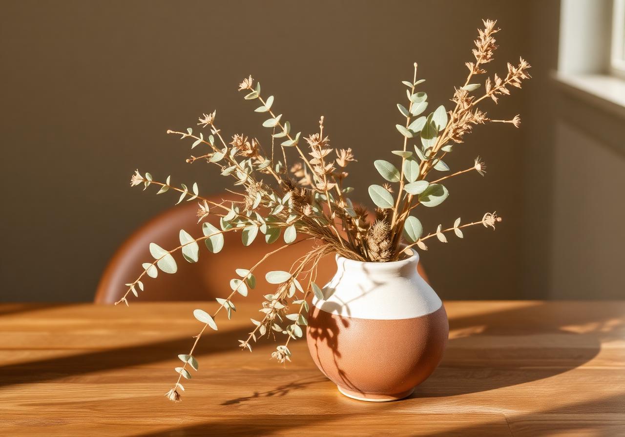 Dried desert botanicals in a ceramic vase